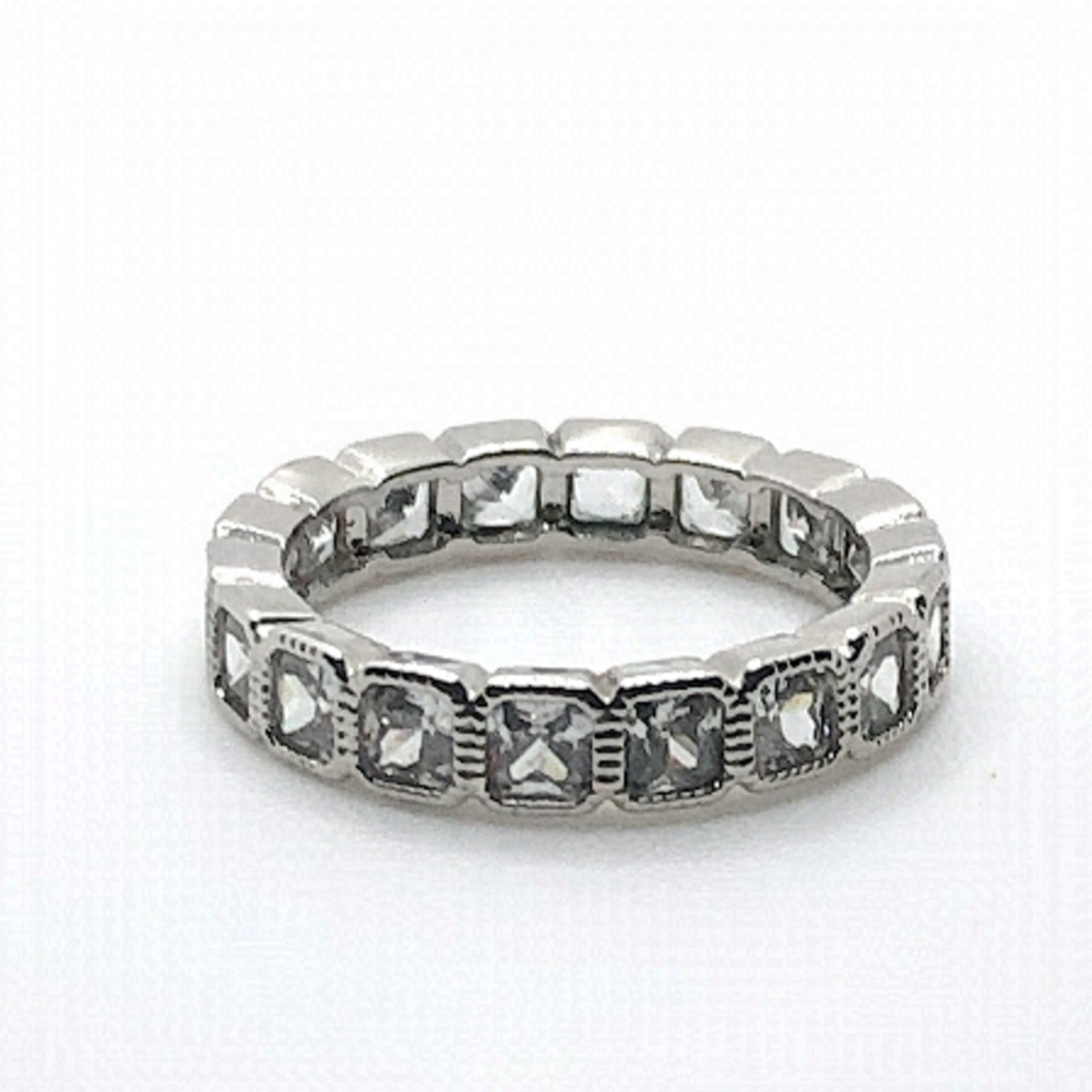 STERLING Silver Channel Set Cz Stone Stacking Stacker Band Sz 6